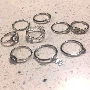Silver Bad Girl Ring Set